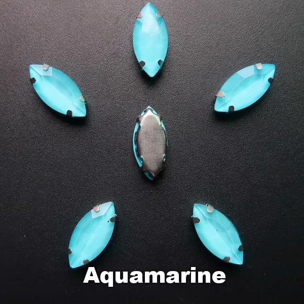 A4 Aquamarine Желе конфеты AB цвета стекло кристалл серебро коготь настройки 7*15 мм Navette Маркиза Форма пришить Стразы Бисер свадебное платье diy - Цвет: A4 Aquamarine