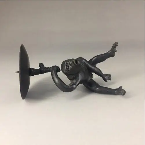 

Unique Chinese copper Handwork carved monkey CandlesticK