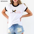 Beagle love EKG забавная футболка для женщин harajuku kawaii летние топы Футболка женская Милая Повседневная футболка для девочек Женская tumblr футболка