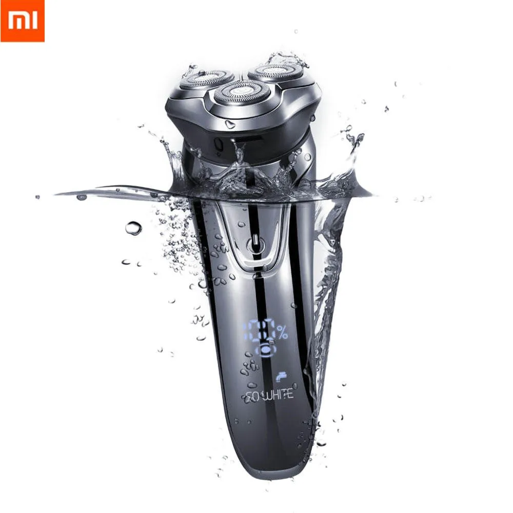 XIAOMI SO WHITE, Мужская моющаяся перезаряжаемая электробритва, беспроводная, 3D смарт-бритва с управлением, IPX7, Водонепроницаемая бритва для бороды