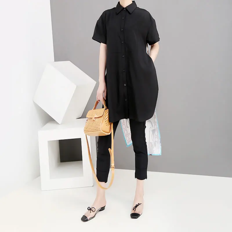 XITAO открытая спина раздельная блузка женская одежда 2019 отложной воротник бант