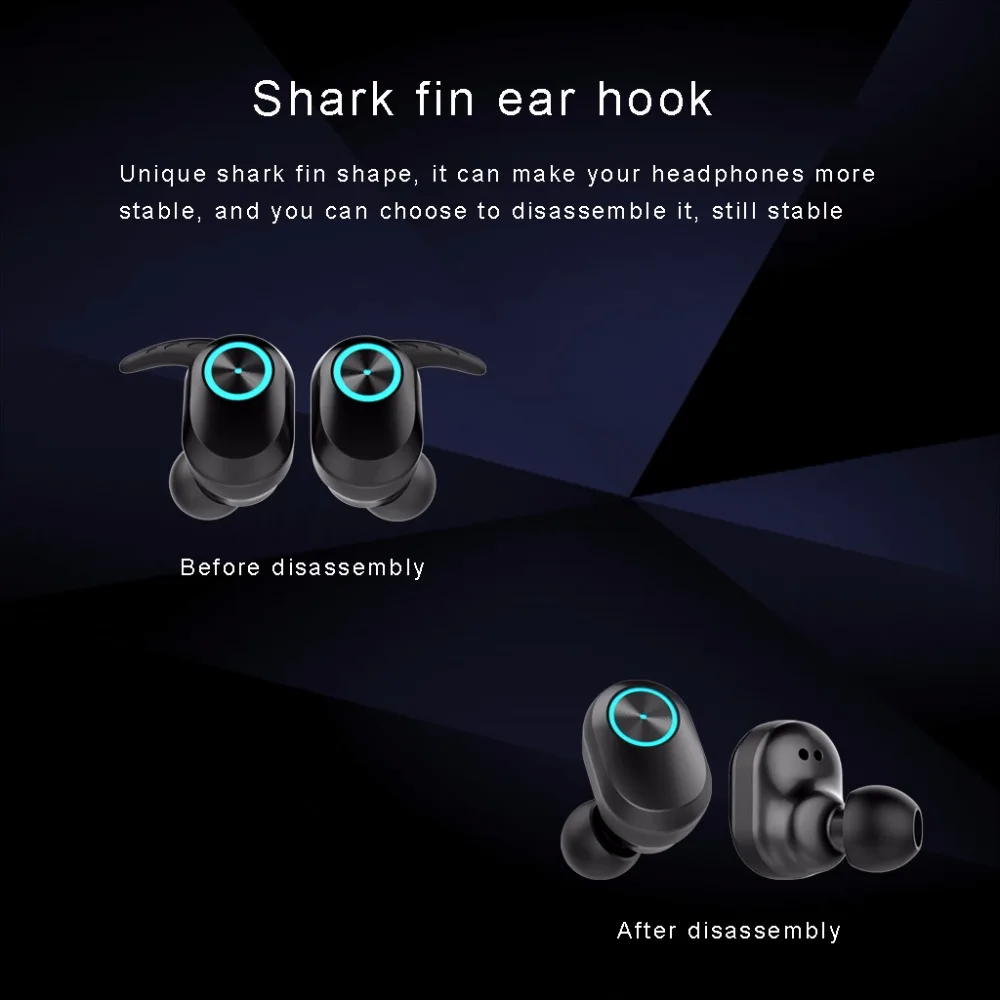 TWS Wireless Earphones Bluetooth V5.0 Headsets 3D Stereo Bass Mini Twins Headsets Cordless Earbuds Earpieces with Charging Box