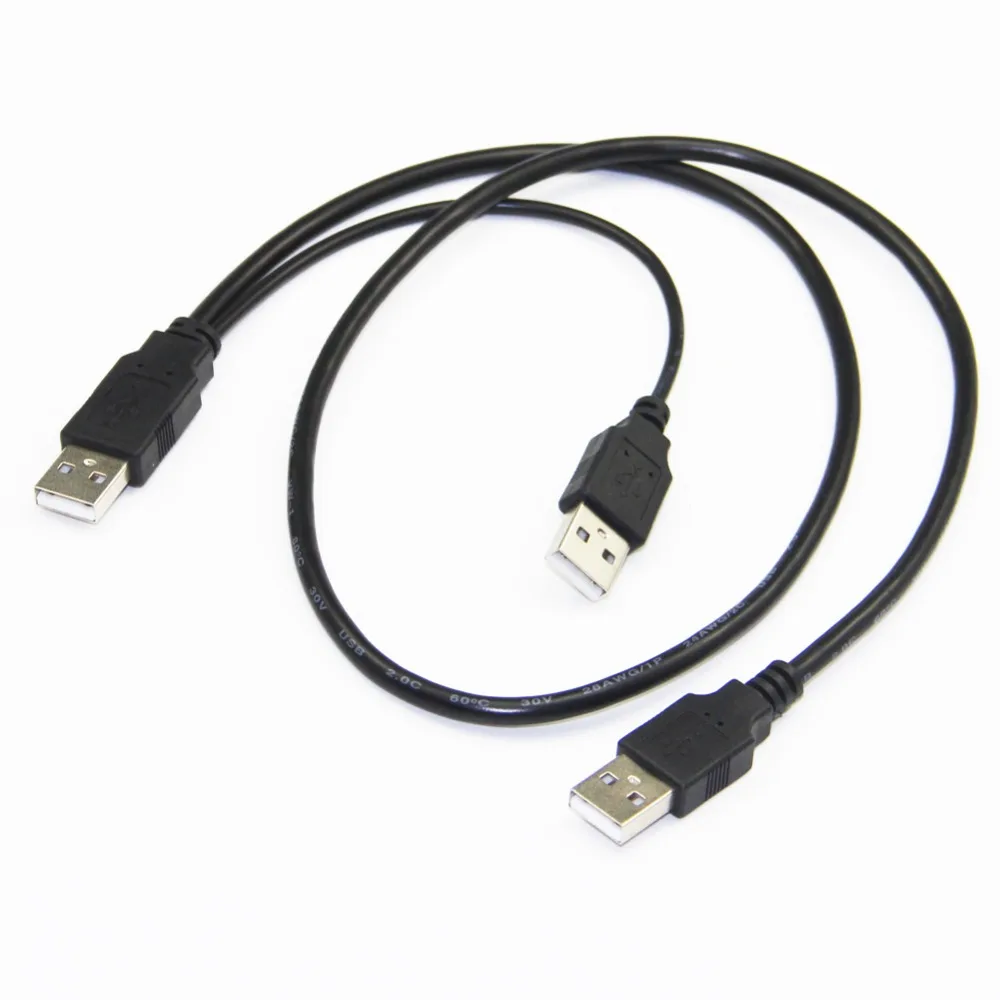 Bochara 2 в 1 двойной USB 0 Тип A штекер типа + источник питания Y кабель фольга Плетеный
