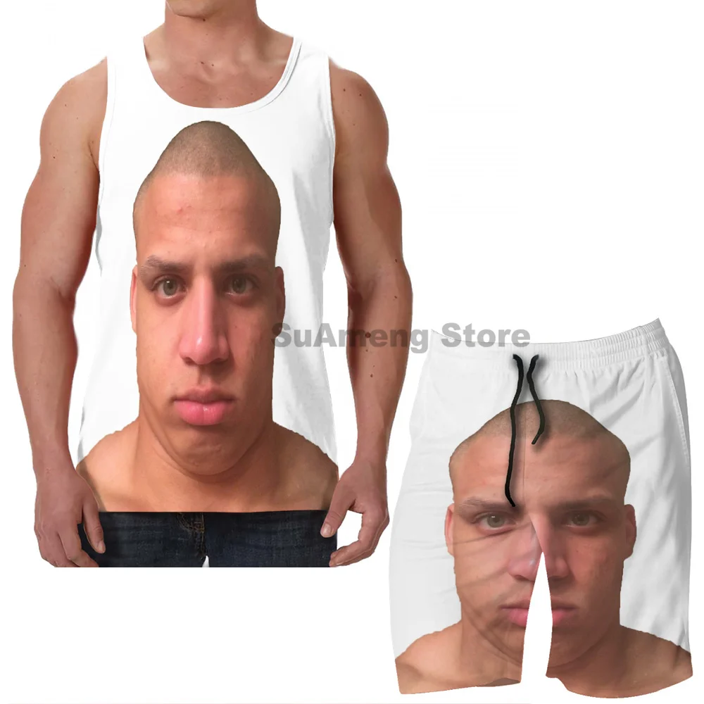 Летние повседневные мужские майки с забавным принтом, женские майки Tyler1 Selfie, мужские пляжные шорты, женские комплекты, майка без рукавов для фитнеса