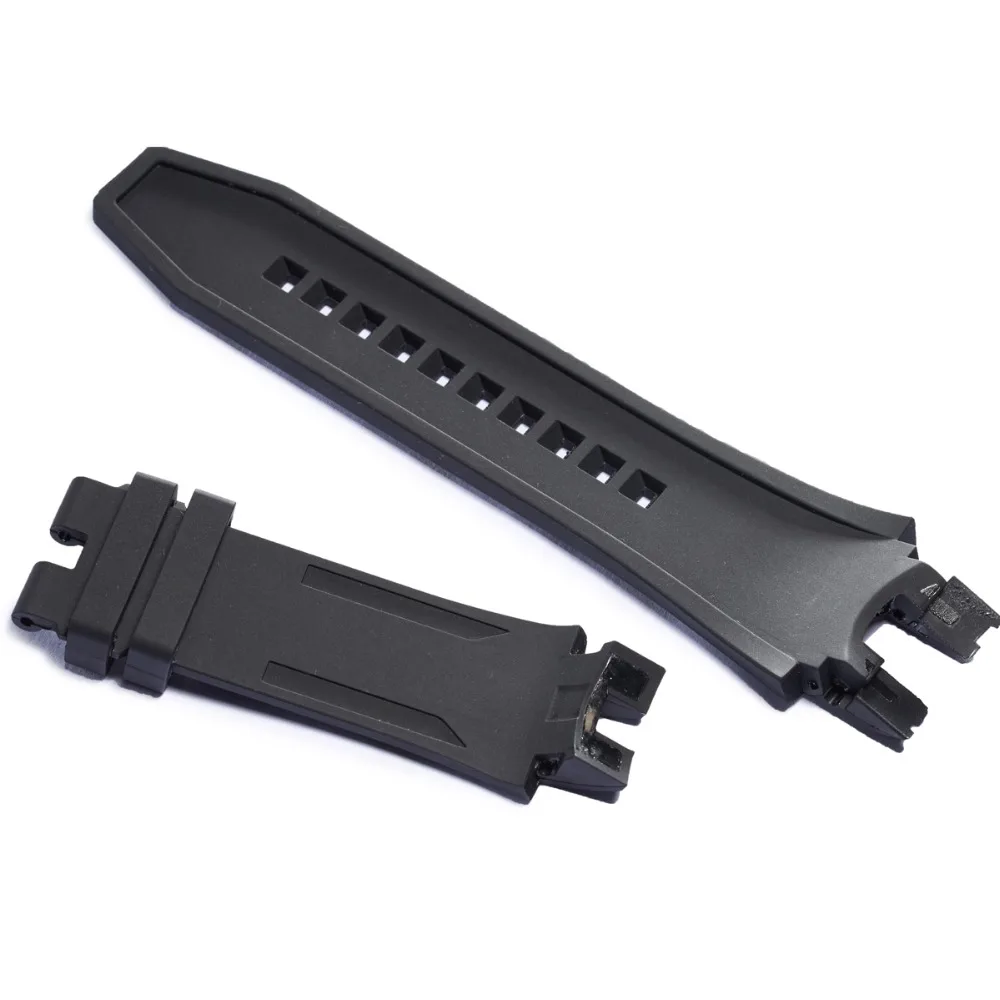 Reef Tiger/RT Soft Rubber Watch Band Waterproof Watch Strap 25mm Width Black Rubber Strap for Men RGA3059