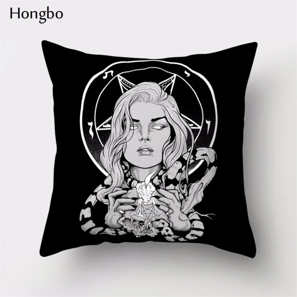 Hongbo, 1 шт., Женская Подушка с черепом, птица, сова, для девочек, узор, домашний декор, декоративные подушки, наволочка, наволочка