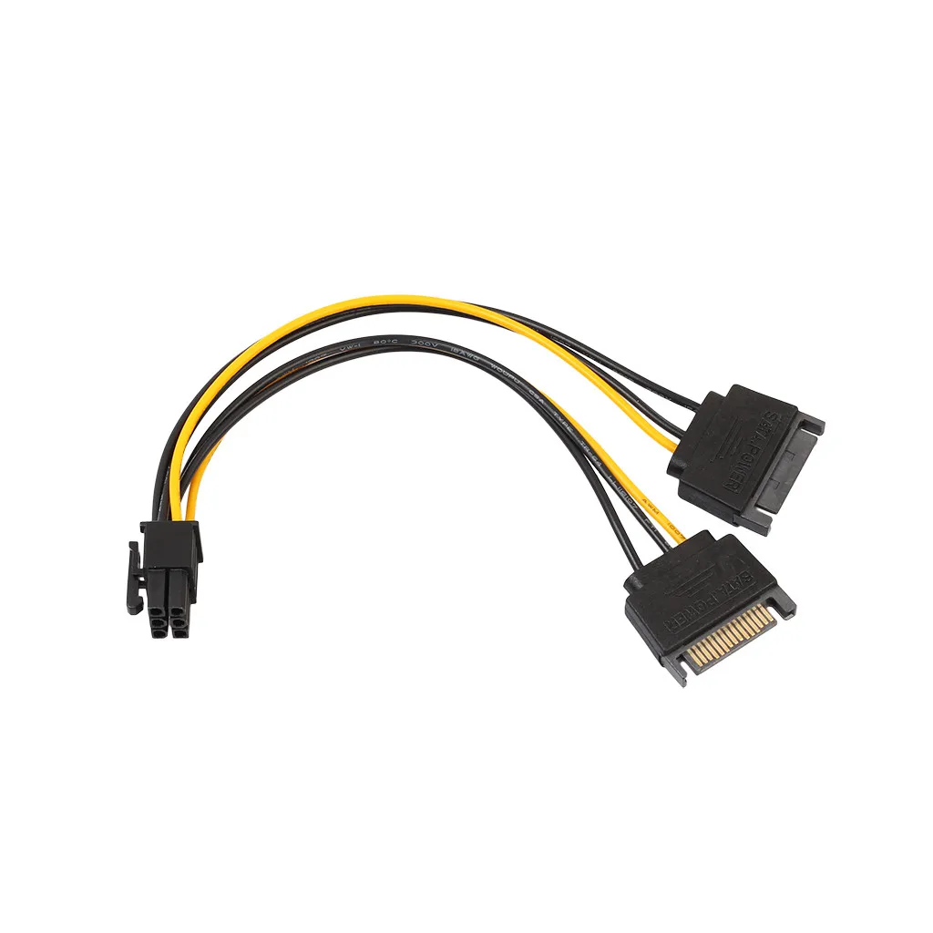 Кабель адаптера питания SATA 15 Pin папа к PCI E Express 6Pin видео карта кабель Прямая