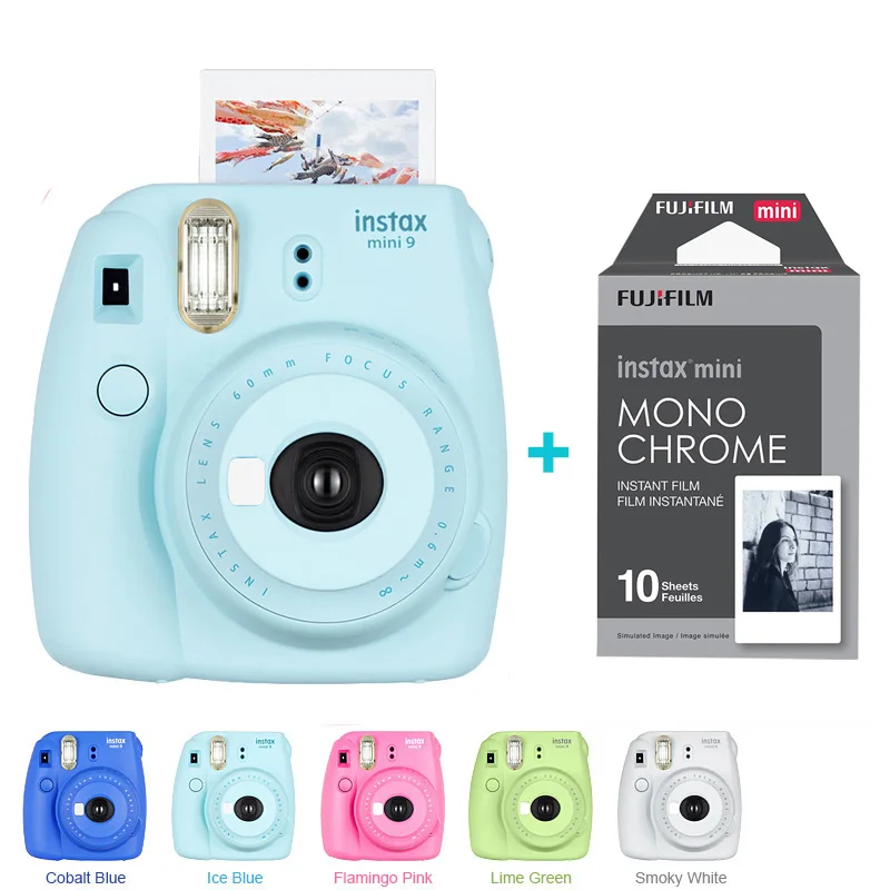 Fujifilm Instax Mini 9 камера 5 цветов+ 10 снимков Fuji Mini 9 мгновенная пленка монохромная фотобумага