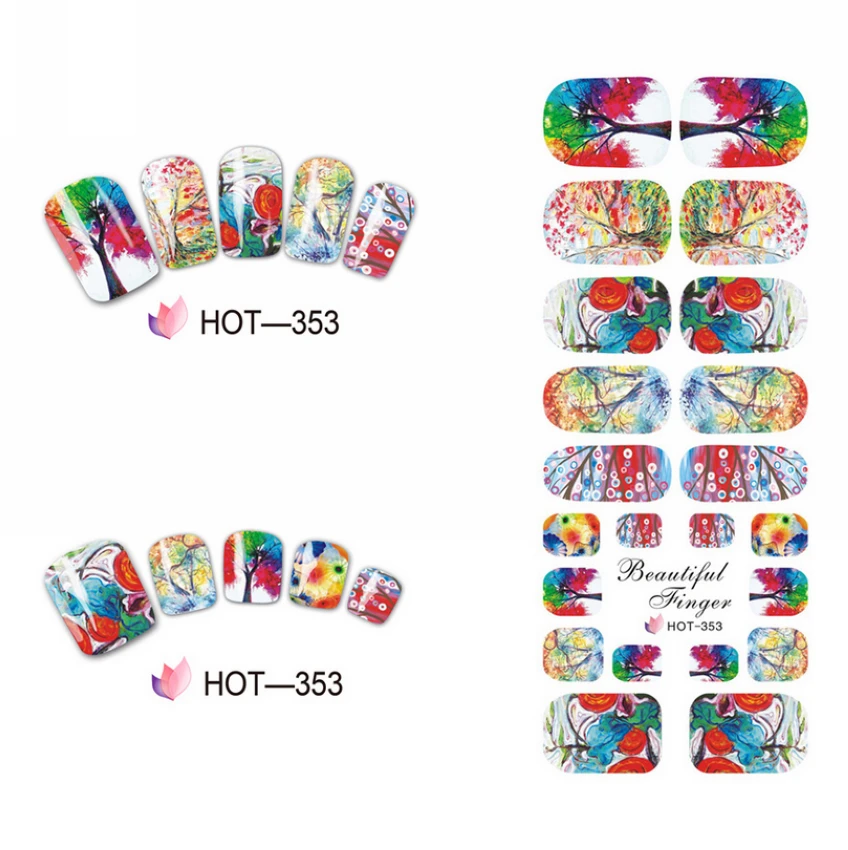 Красивая водная наклейка для ногтей UPRETTEGO с полным покрытием искусственное