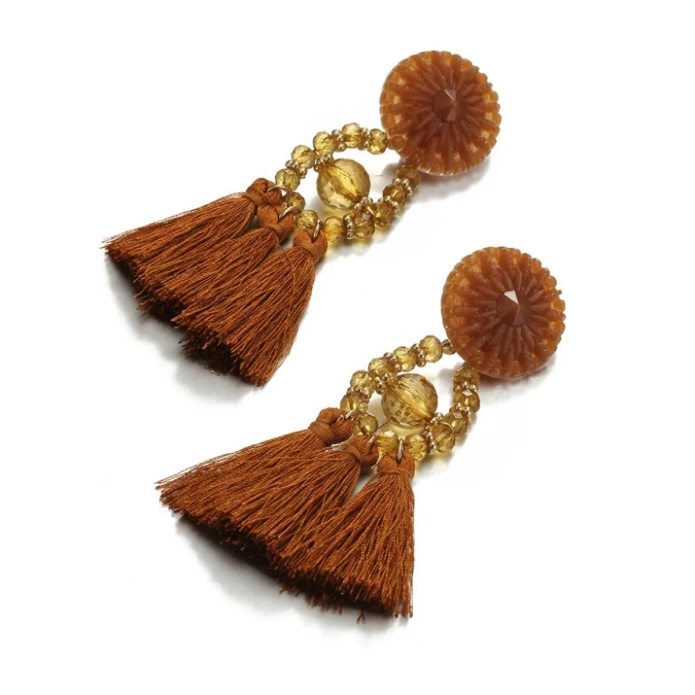 Новинка 1 пара женские модные богемные этнические короткие серьги с кисточками