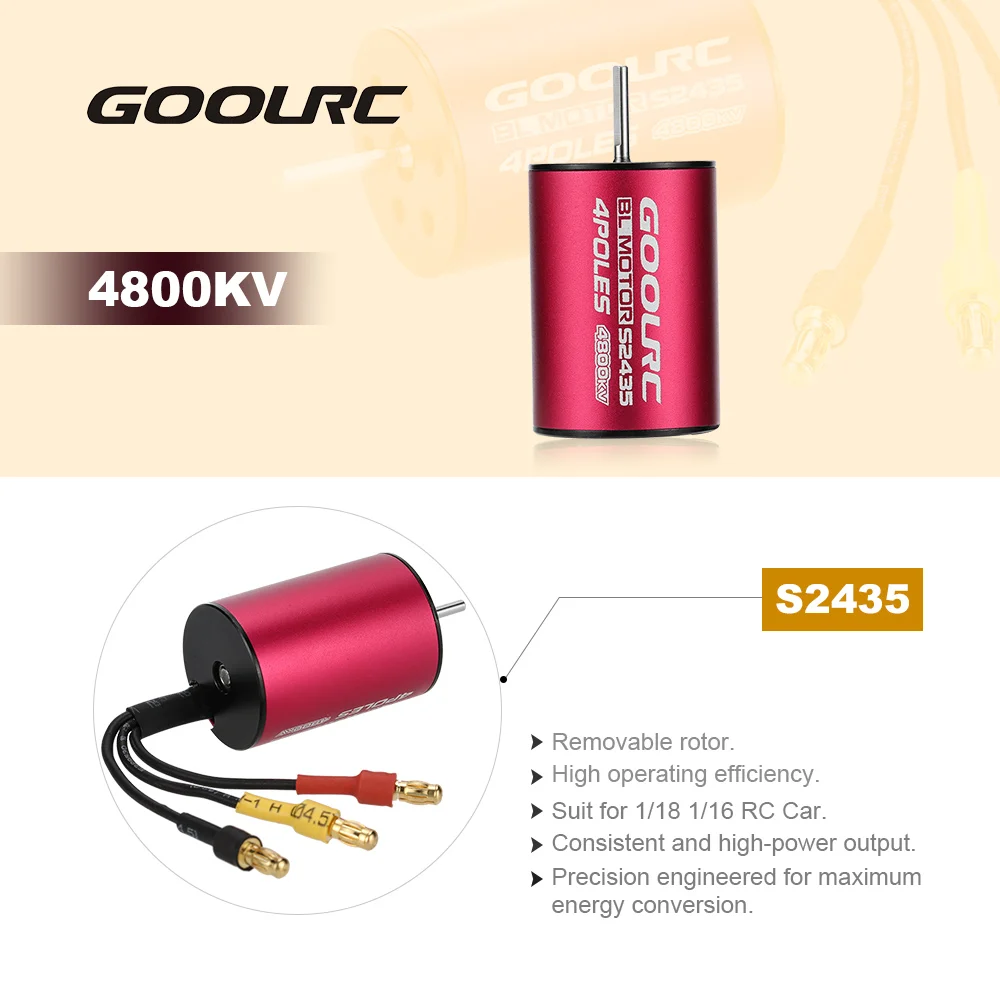 Оригинальный бесщеточный двигатель GoolRC S2435 4800KV и ESC Набор для 1/16 1/18 RC Car Truck |