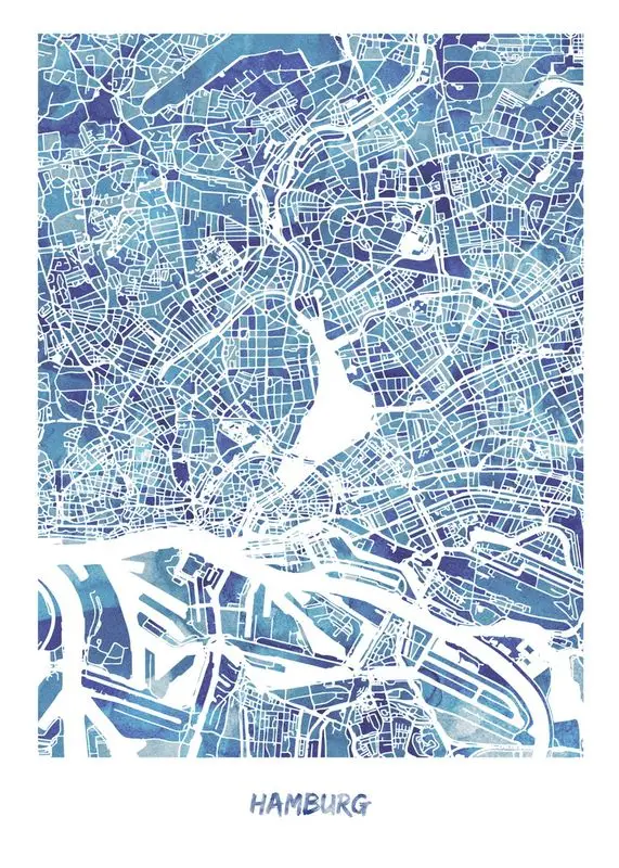 Blue watercolor На заказ Карта города плакат черно-белая карта мира принты для настенного искусства холст Декор картина для скандинавского стиля гостиная подарок - Цвет: Blue watercolor