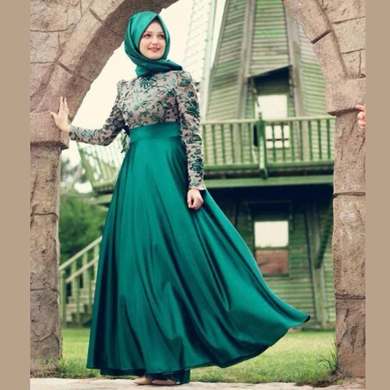 abendkleider Elegant Long Sleeve Lace Muslim Evening Dresses 2017 Party vestido largo fiesta noche de festa longo | Свадьбы и