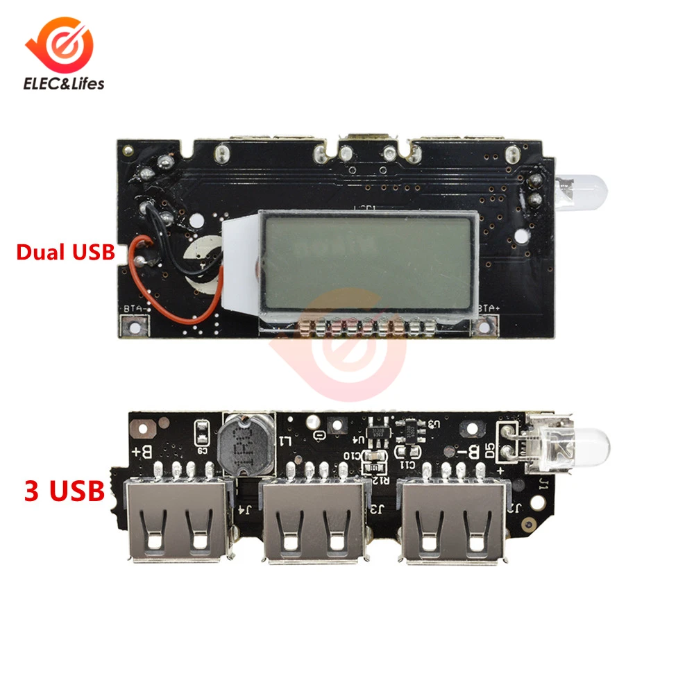 Светодиодный ЖК цифровой двойной USB 5 В 1A 2.1A Мобильный Внешний аккумулятор 18650