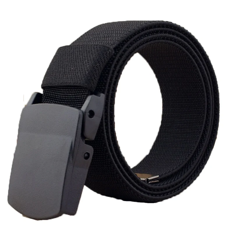 (Ta-weo) Casual Canvas Breathable Belt, Width 1.5'' (3.8 cm), Plastic Press Buckle Belt, Men's Elastic Belts High Quality