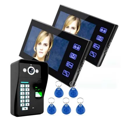 

New Item security product Luxury 7"video door phone w/t 1000TVLine HD IR camera , Password ,Fingerprint and ID card unlock