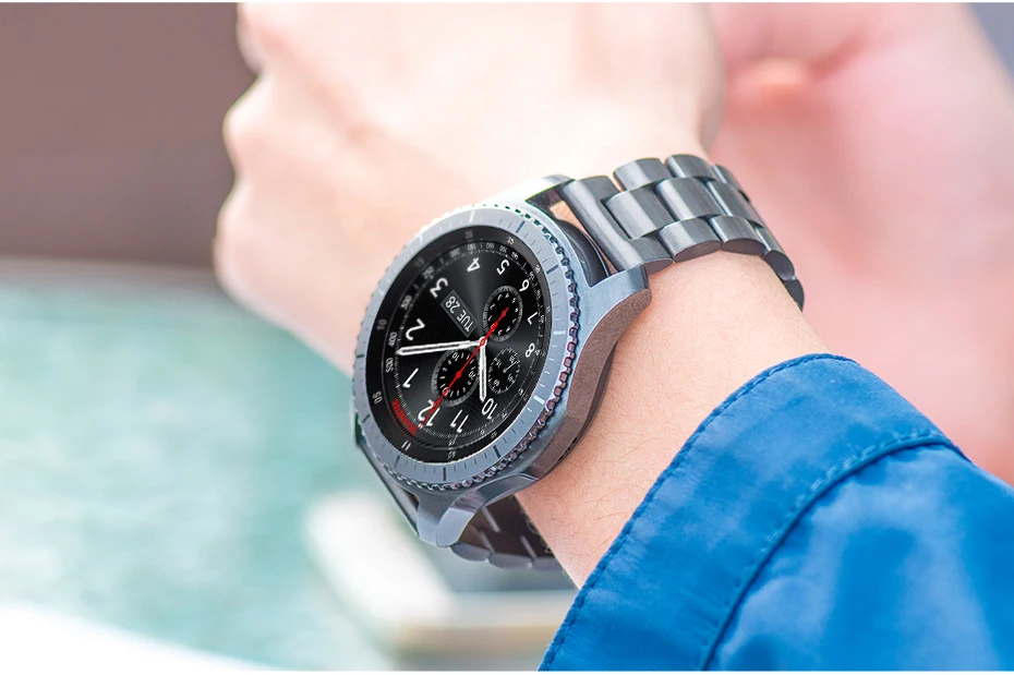 Ремешок из нержавеющей стали 316L с 3 бусинами для samsung Galaxy gear S3, Классический ремешок для samsung gear S3 Frontier, ремешок для часов