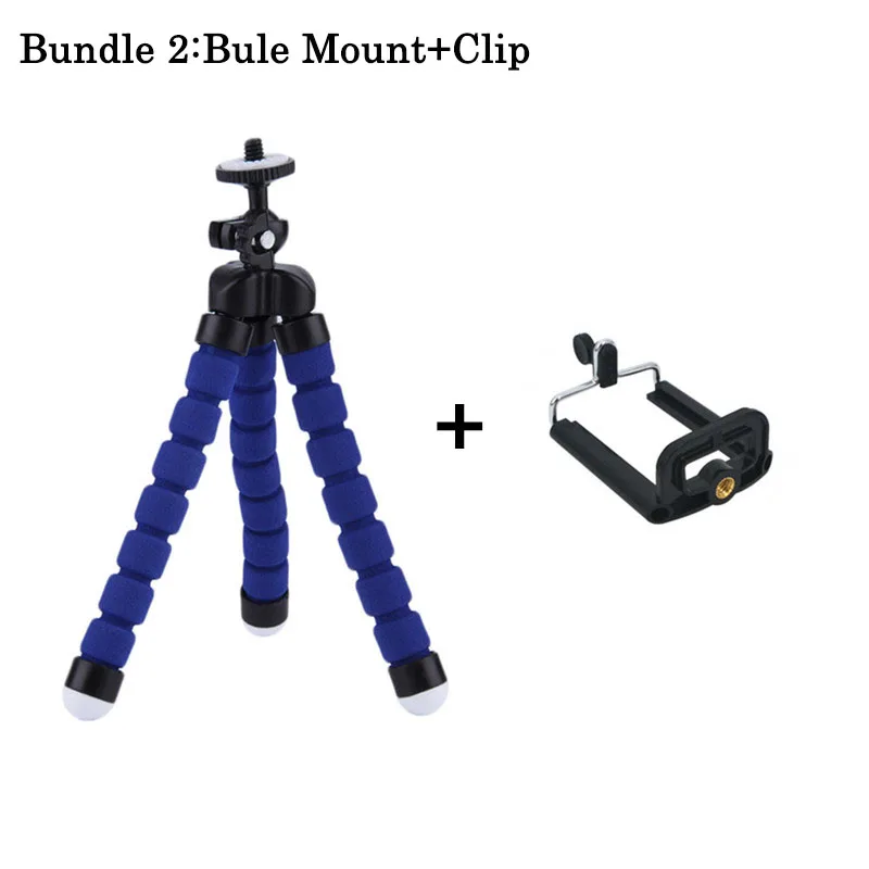 Blue with Clip Мини Гибкий губчатый штатив Осьминог для iPhone samsung Xiaomi huawei Мобильный телефон Смартфон Штатив для Gopro камера DSLR крепление - Цвет: Blue with Clip
