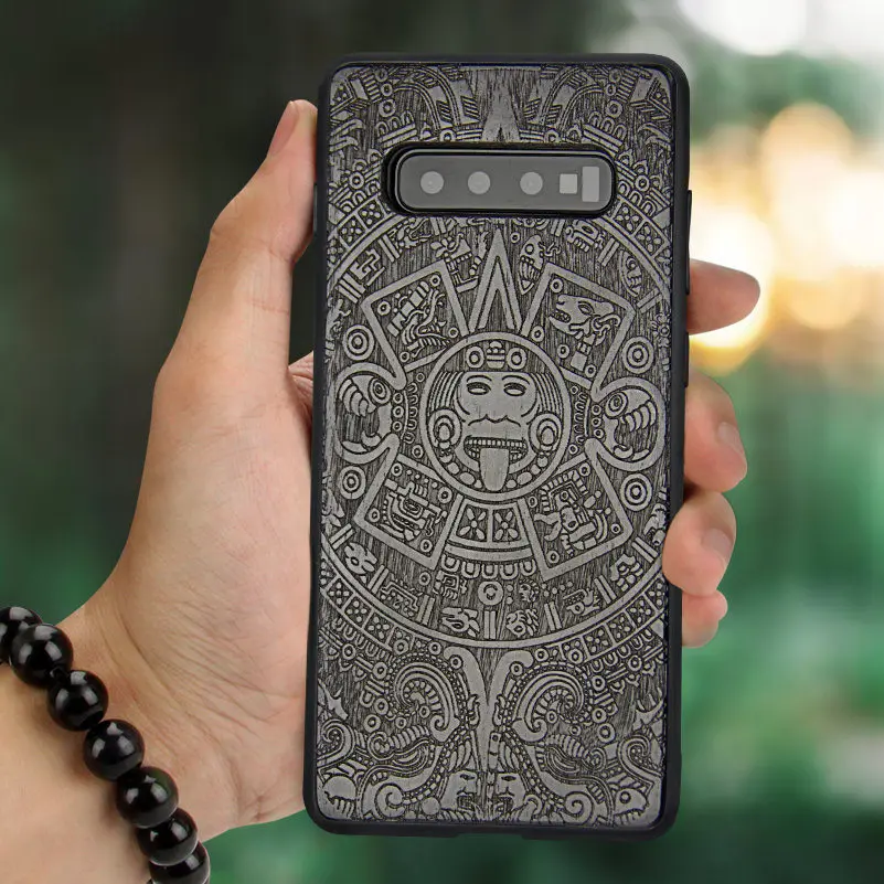 ebony Чехол для samsung Galaxy S10e S10 S10 Plus, роскошная гравировка на дереве, защитный бампер для samsung S10e S10 S10+ чехол s Capa - Цвет: ebony