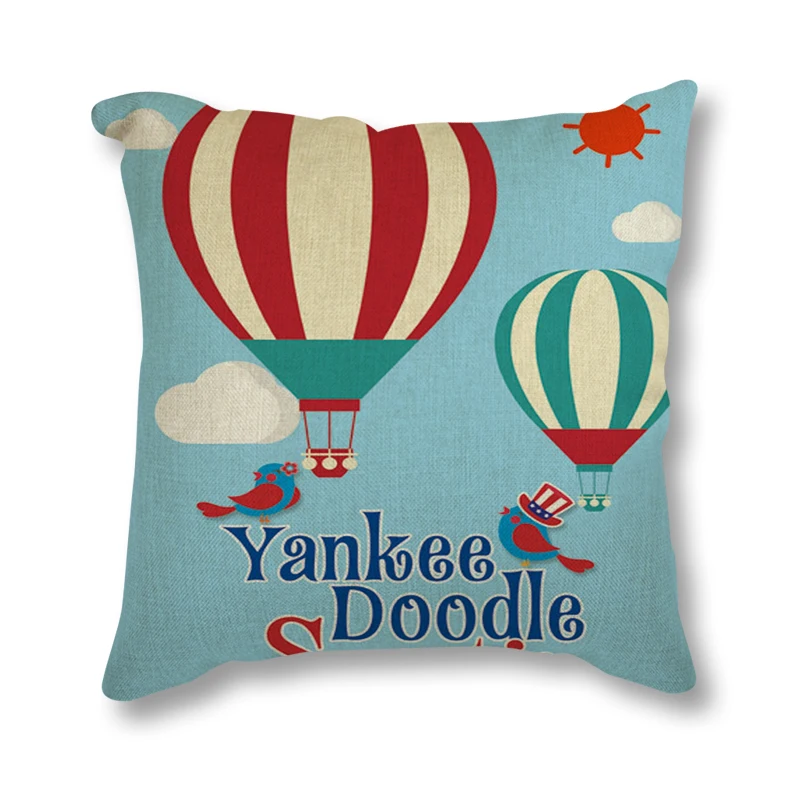 

Hot Air Balloon Cartoon Cushion 45*45 Pillow Decorative Throw Pillow Linen Cotton Cushion For Sofa Car Kids Room Decoration