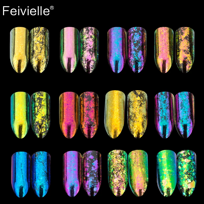Feivielle г/кор. 0,2 хлопья Хамелеон Magic Multi Chrome 15 цветов ногтей косметическая пудра Блестки для ногтей книги по искусству гель маникюр поставки