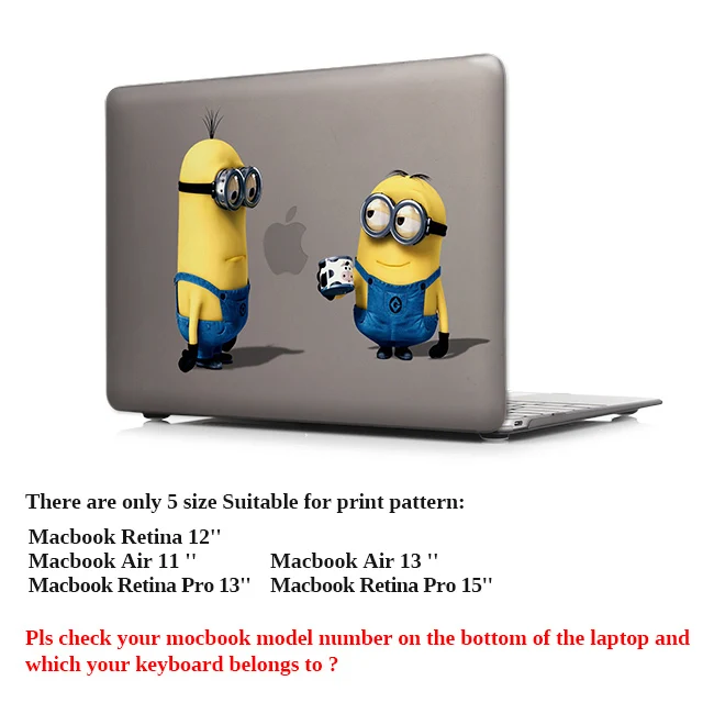 P008 Чехол для ноутбука с принтом для Macbook Air 11, 12, 13, чехол с изображением миньонов, бананов и кристаллами для Apple Mac Book Pro 13,3 15,4 Touch bar - Цвет: P008