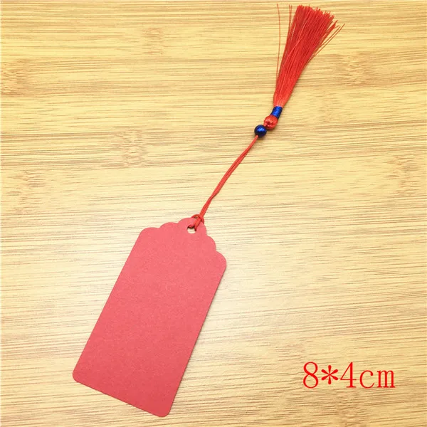 8x4cm red 12 шт крафт-бирка с классическими красными кисточками мульти-стиль пустой коричневый Картон Подарочная бирка GarPrice карта - Цвет: 8x4cm red