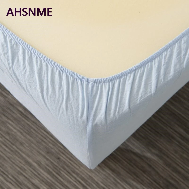 AHSNME, хлопок, простыня, супер мягкая, parure de lit, холодный летний, простой светильник, синяя простыня, 90x200/120x200/180x200 см