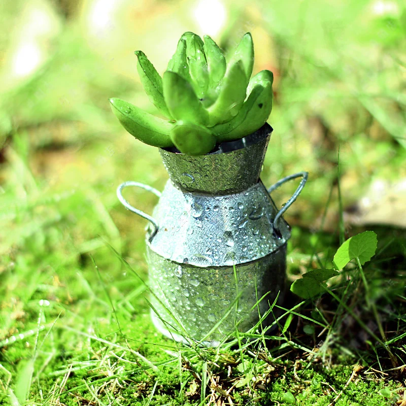 Миниатюрный винтажный Металлический горшок для полива молока ваза мини хранения