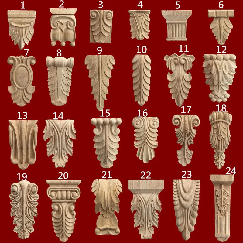 2 шт./лот Европейская резиновая деревянная резная корбель прокрутка Acanthus onlay