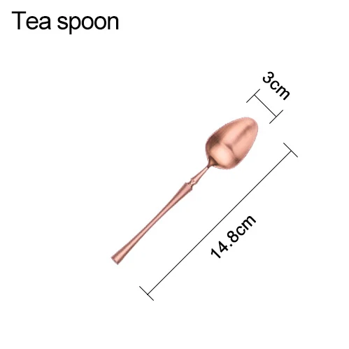 Tea spoon Новинка, набор столовых приборов радужного цвета, роскошная столовая посуда, 1 шт., матовая Полированная Посуда, 304, столовый нож из нержавеющей стали и вилка - Цвет: Tea spoon