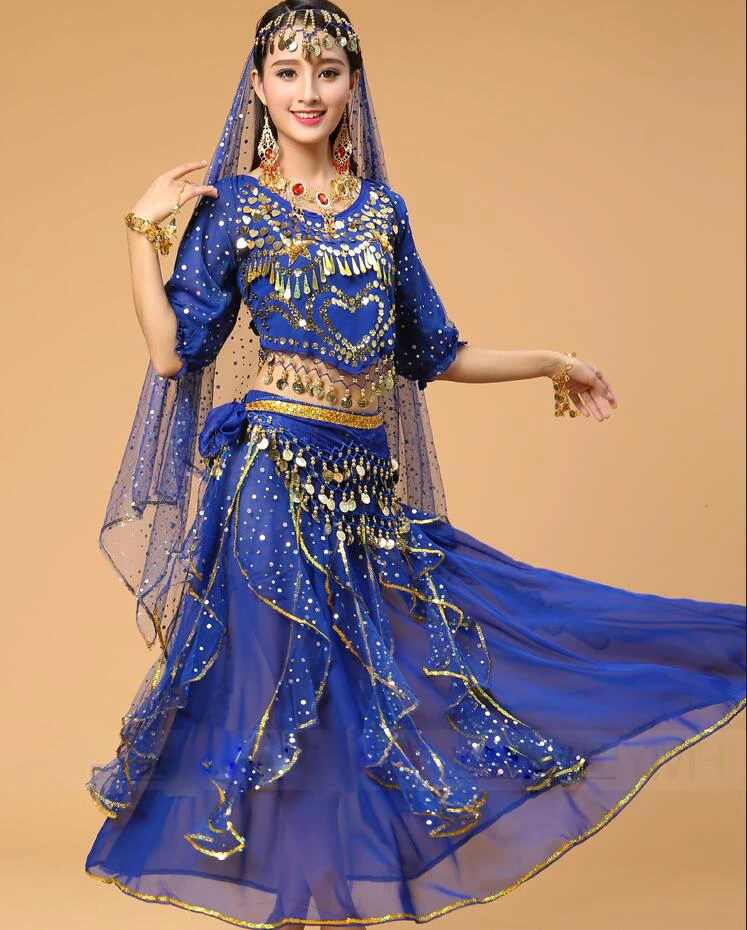 6 цветов костюм для танца живота Болливуда индийское платье Женский танцев