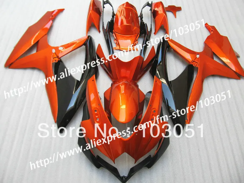 Все плоские оранжевые в черные Обтекатели для кузова набор SUZUKI GSXR 600 2008 GSX R750 2009