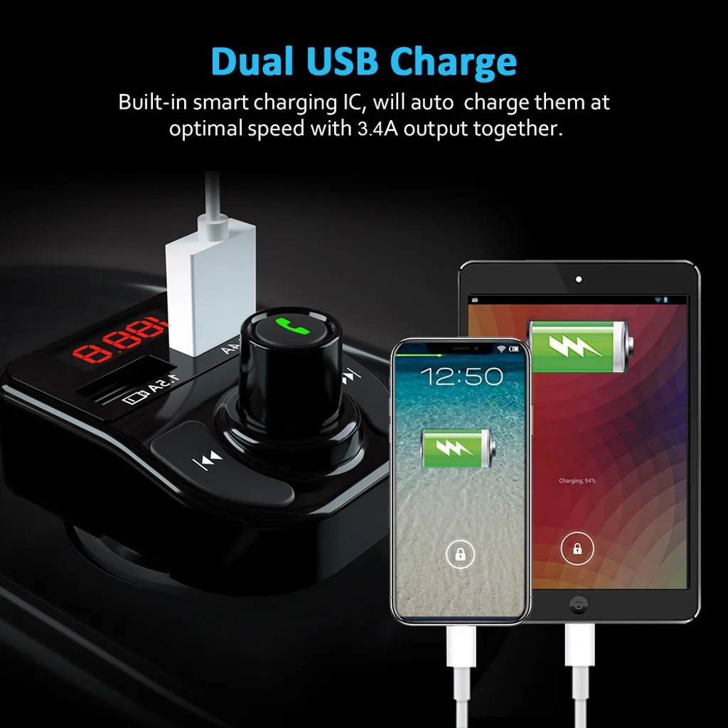 Bluetooth автомобильный комплект 4 2 беспроводной fm передатчик ЖК дисплей MP3 USB