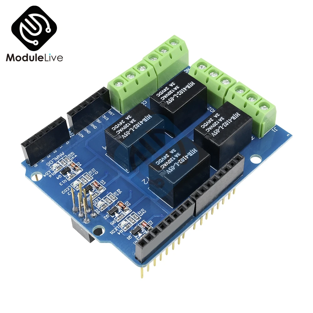 Релейный экран 5 В 4 канальный модуль для управления сигналом Arduino плата