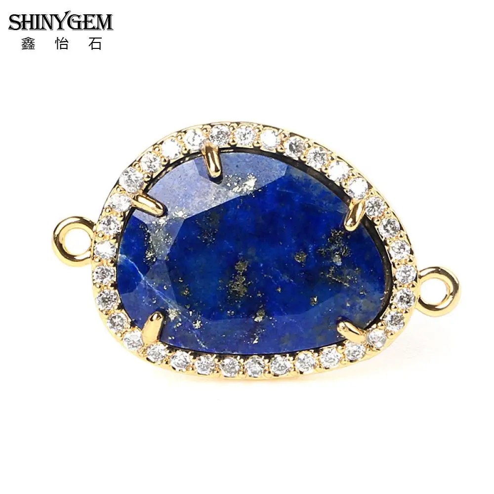 ShinyGem Натуральный камень разъем Ляпис Лабрадорит авантюрин нерегулярные цвета: золотистый, серебристый Разъем Подвески для серьги принятия - Цвет: Lapis Lazuli Gold