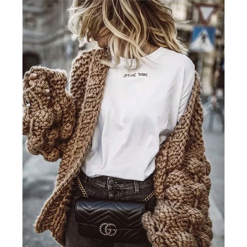 Женский вязаный кардиган с длинным рукавом элегантная повседневная верхняя