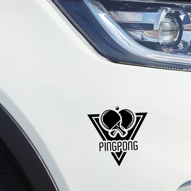 

QYPF 14.3*14.2CM Interesting Leisure Game Ping Pong Sport Decor Car Sticker Vinyl Silhouette Black/Silver C16-1323