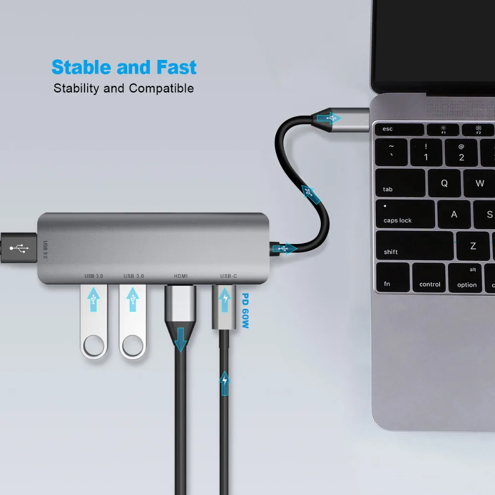 USB C к HDMI адаптер 4K @ 30 Гц выход док Мощность доставки 60 W с 3 x 0 модуль