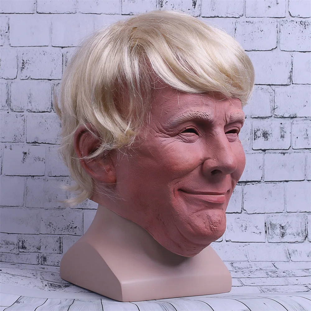 President Trump Mask Realistic Adults Halloween Deluxe Latex Full Head Donald with Hair | Masks &amp Eyewear