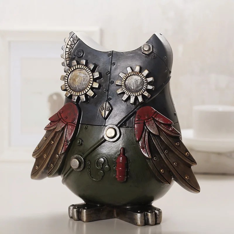 Лофт индустрия стильное полимерное механическое украшение в виде птицы сова для