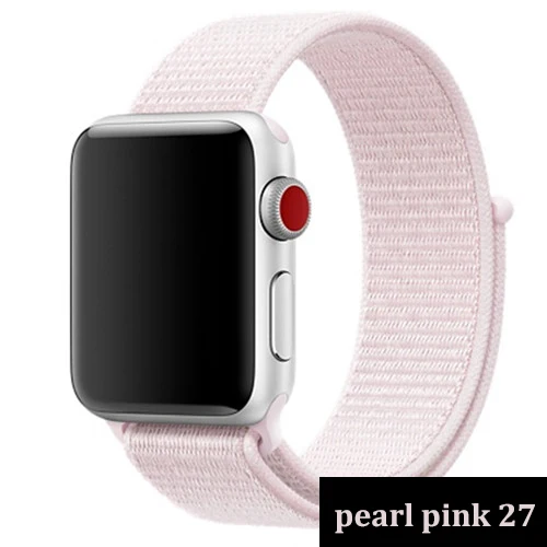 pearl pink 12 Ремешок для apple watch, ремешок 44 мм, 40 мм, тканый нейлоновый ремешок iwatch серии 5, 4, 3, ремешок 42 мм, 38 мм, ремень, аксессуары для apple watch - Цвет ремешка: pearl pink 12