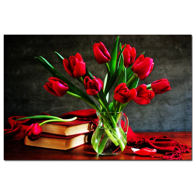1 панель (без рамки) холст настенное искусство красивые красные розы цветы