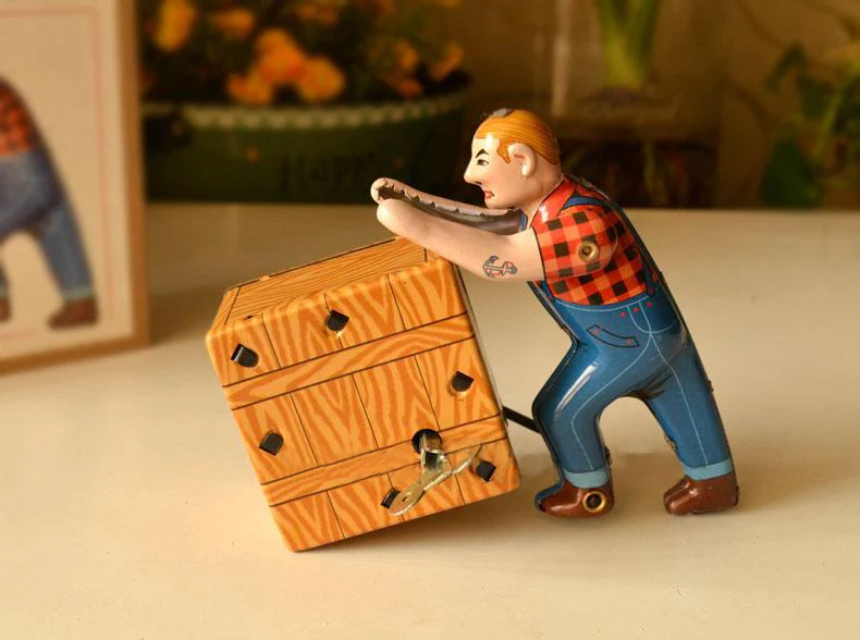 Ретро оловянные игрушки Классические заводные рабочие Sokoban редкие коллекции|tin