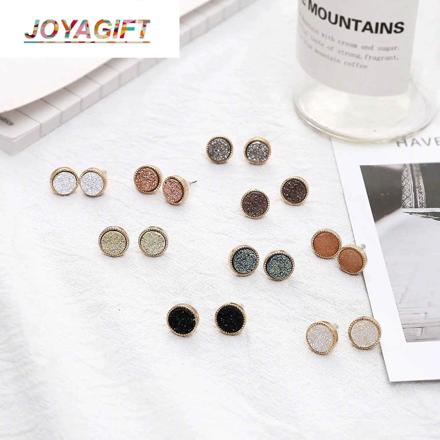 JOYAGIFT симпатичная Друза Хрустальная круглая Шпилька Модная тонкая серьга для