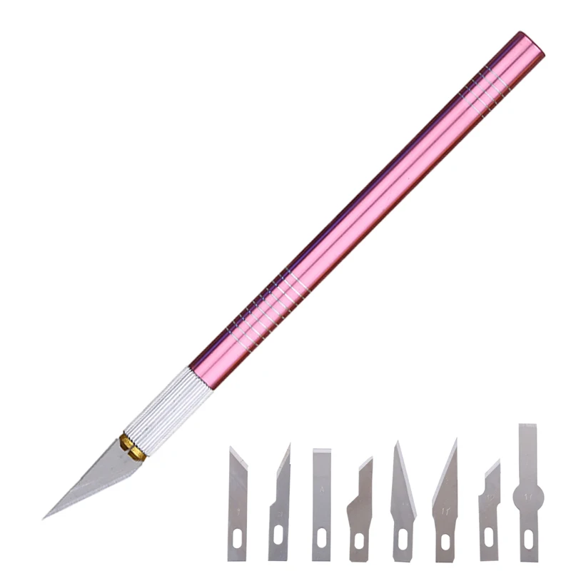 pink 10 шт./лот ручка из алюминиевого сплава резьба по дереву нож долото плотник инструменты DIY фрукты еда ремесло скальпель гравировка ручка нож - Тип лезвия: pink
