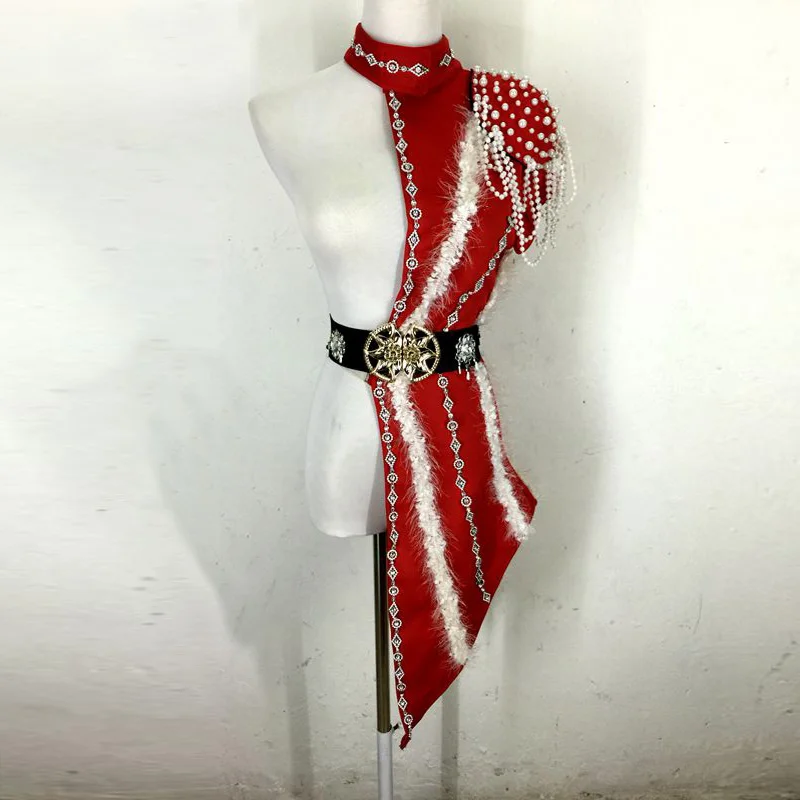 Женское полупальто с бусинами черное длинное рукавом для сценического танца