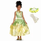 Детский костюм принцессы тианны, наряд для косплея, для вечеринки, Хэллоуина, бальное платье для принцессы и лягушки