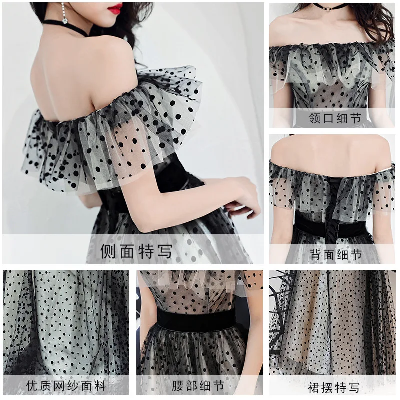 Женское кружевное Сетчатое платье элегантное черное с вырезом лодочкой и