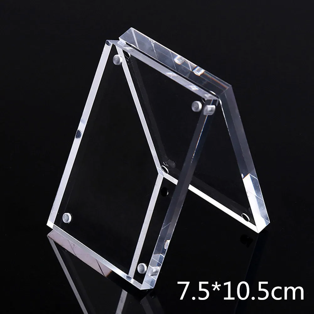DIY акриловая прозрачная магнитная фоторамка Прямоугольная Фоторамка визитная карточка для домашнего декора подарок на день рождения высокое качество - Цвет: 7.5x10.5cm